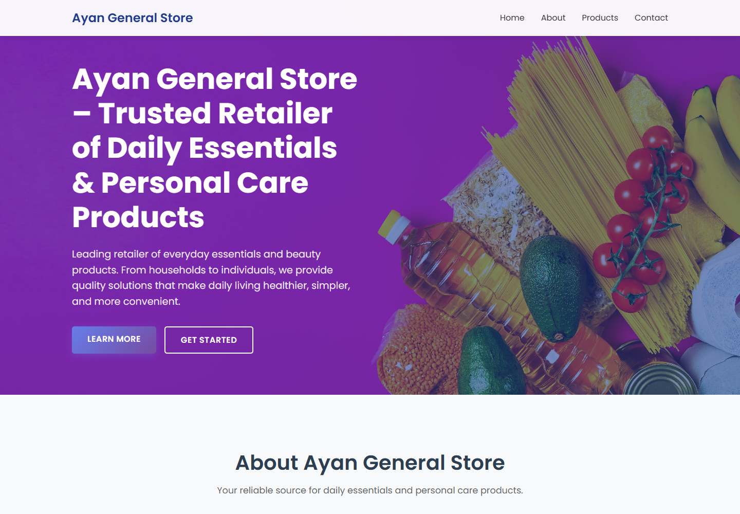 Ayan General Store homepage screenshot