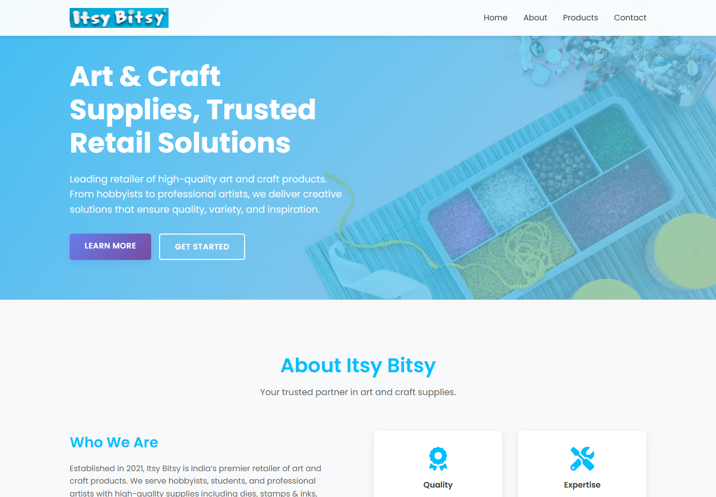 Itsy Bitsy homepage screenshot