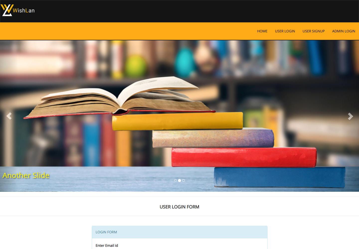 Library homepage screenshot