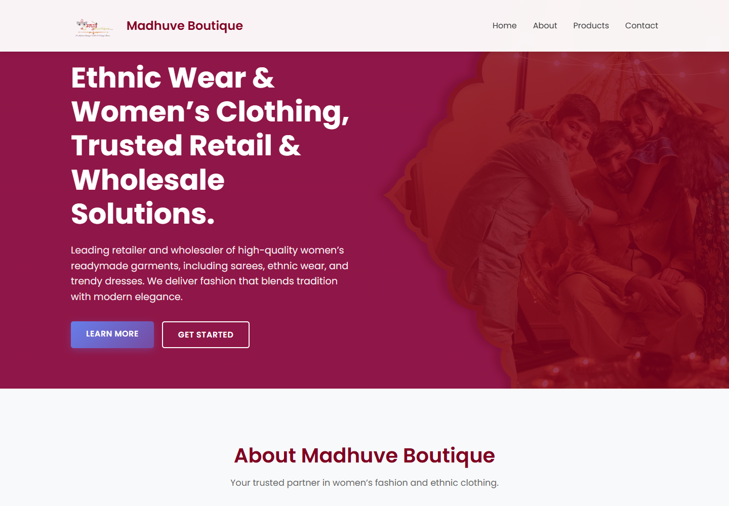 Madhuve Boutique homepage screenshot