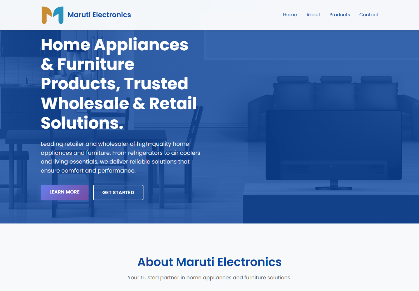 Maruti Electronics homepage screenshot