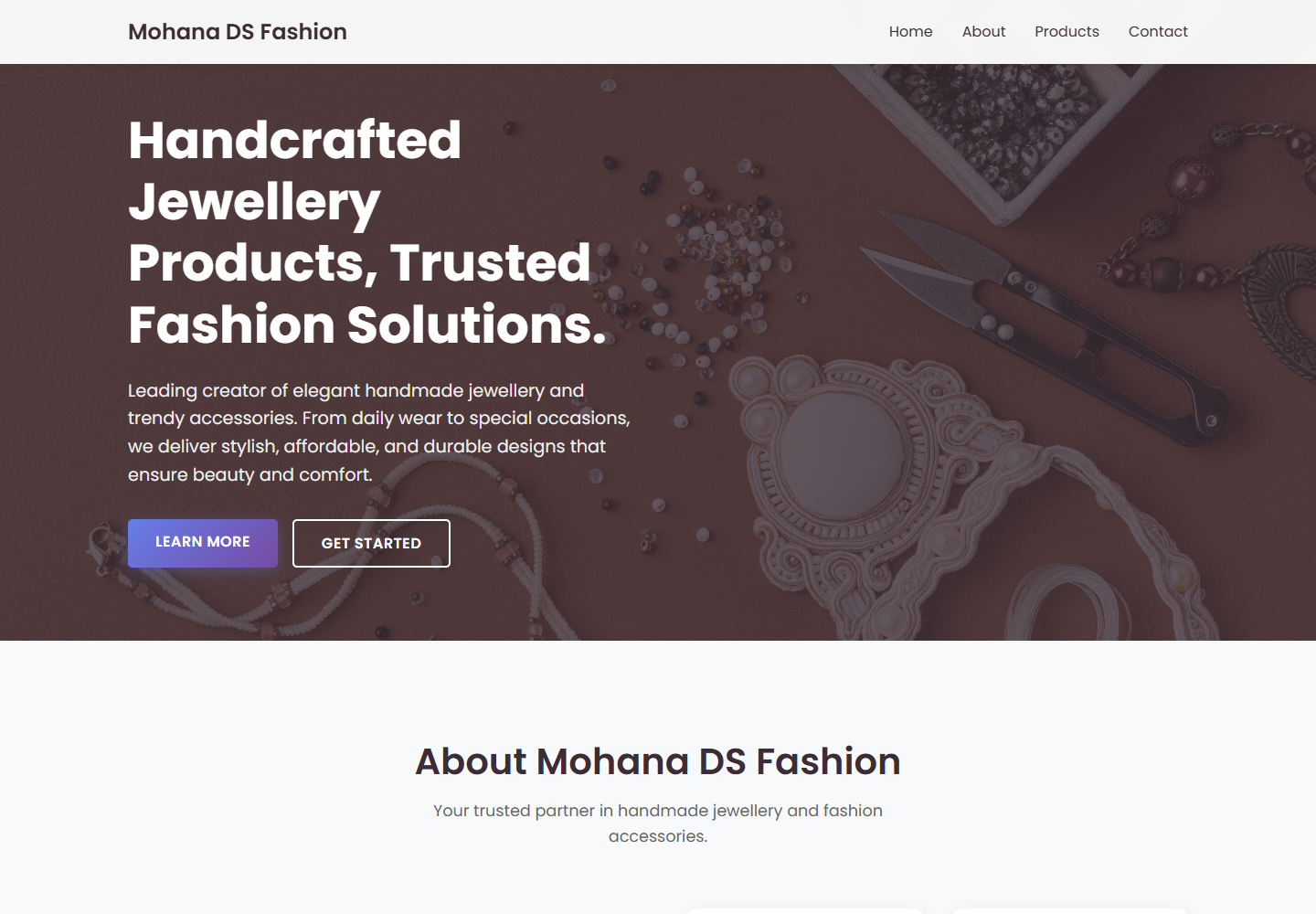Mohana DS Fashion homepage screenshot
