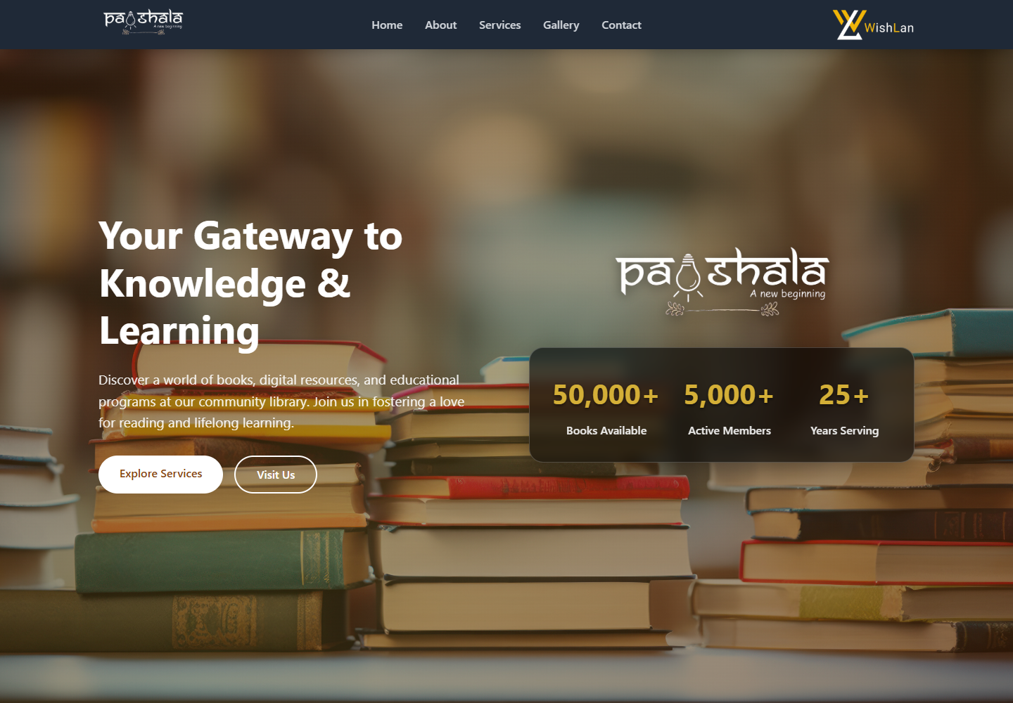 Pathshala Library homepage screenshot