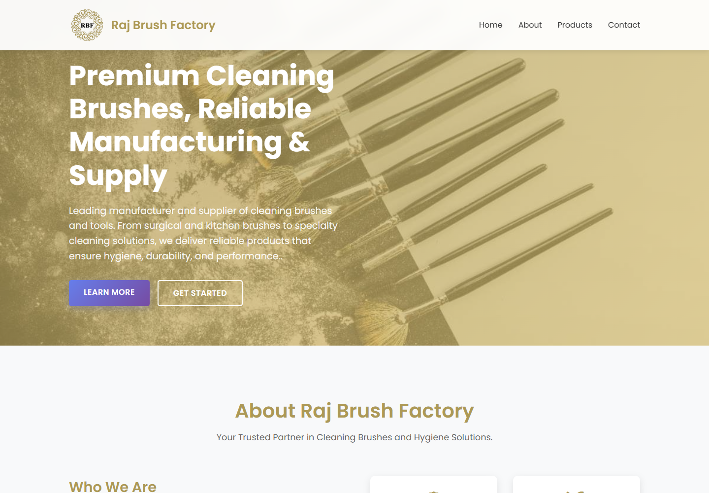 Raj Brush Factory homepage screenshot