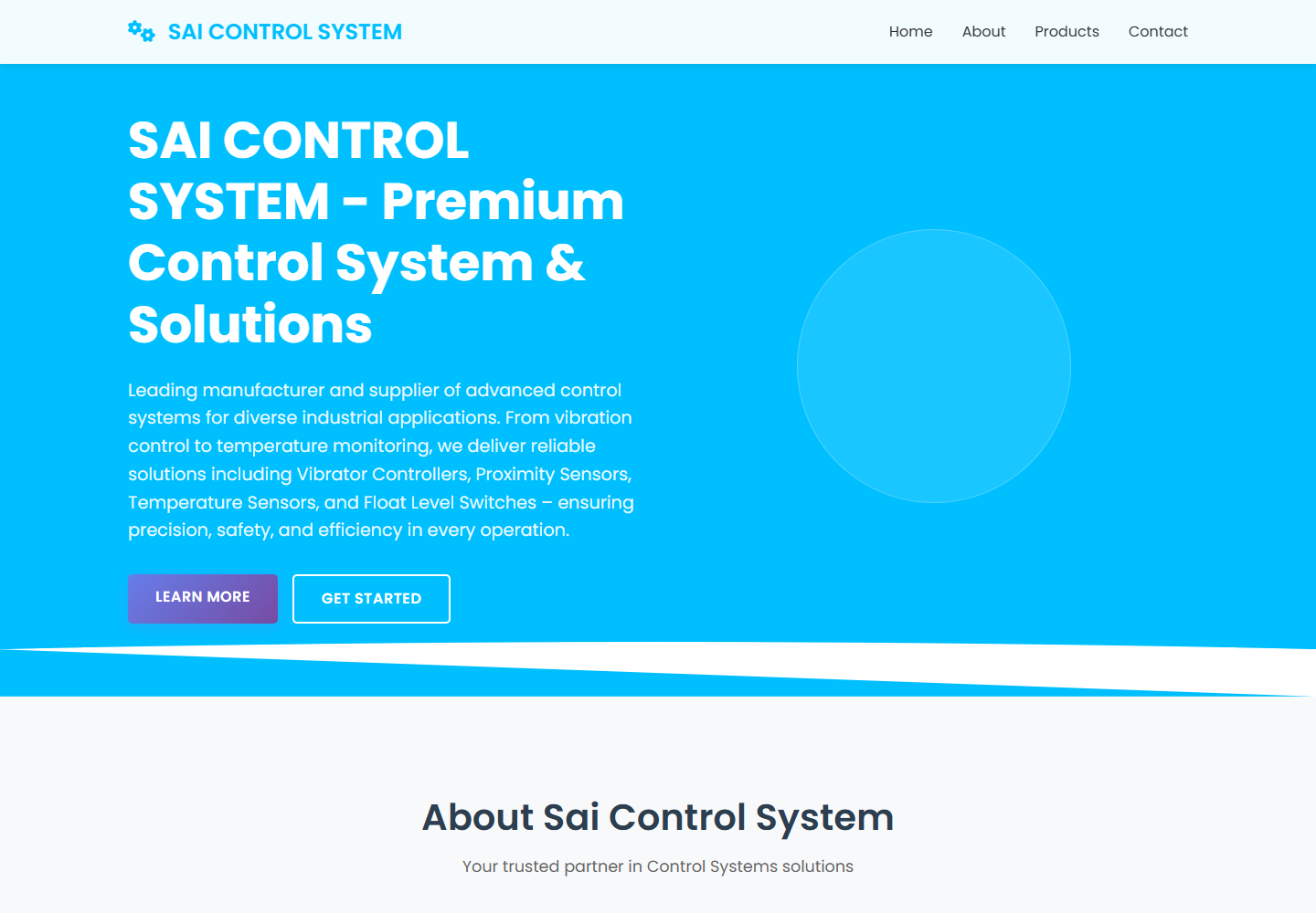 Sai Control System homepage screenshot
