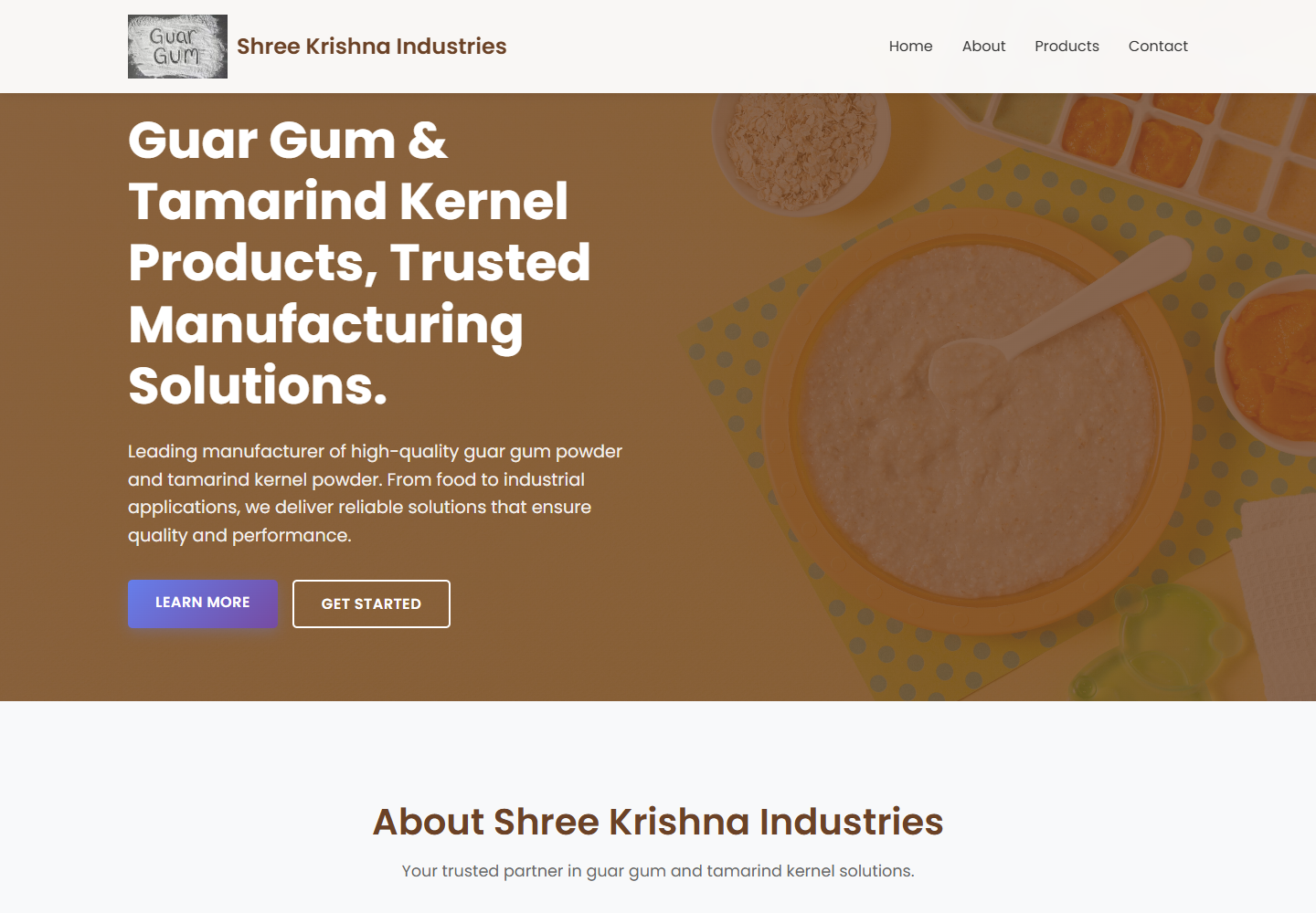 Shree Krishna Industries homepage screenshot