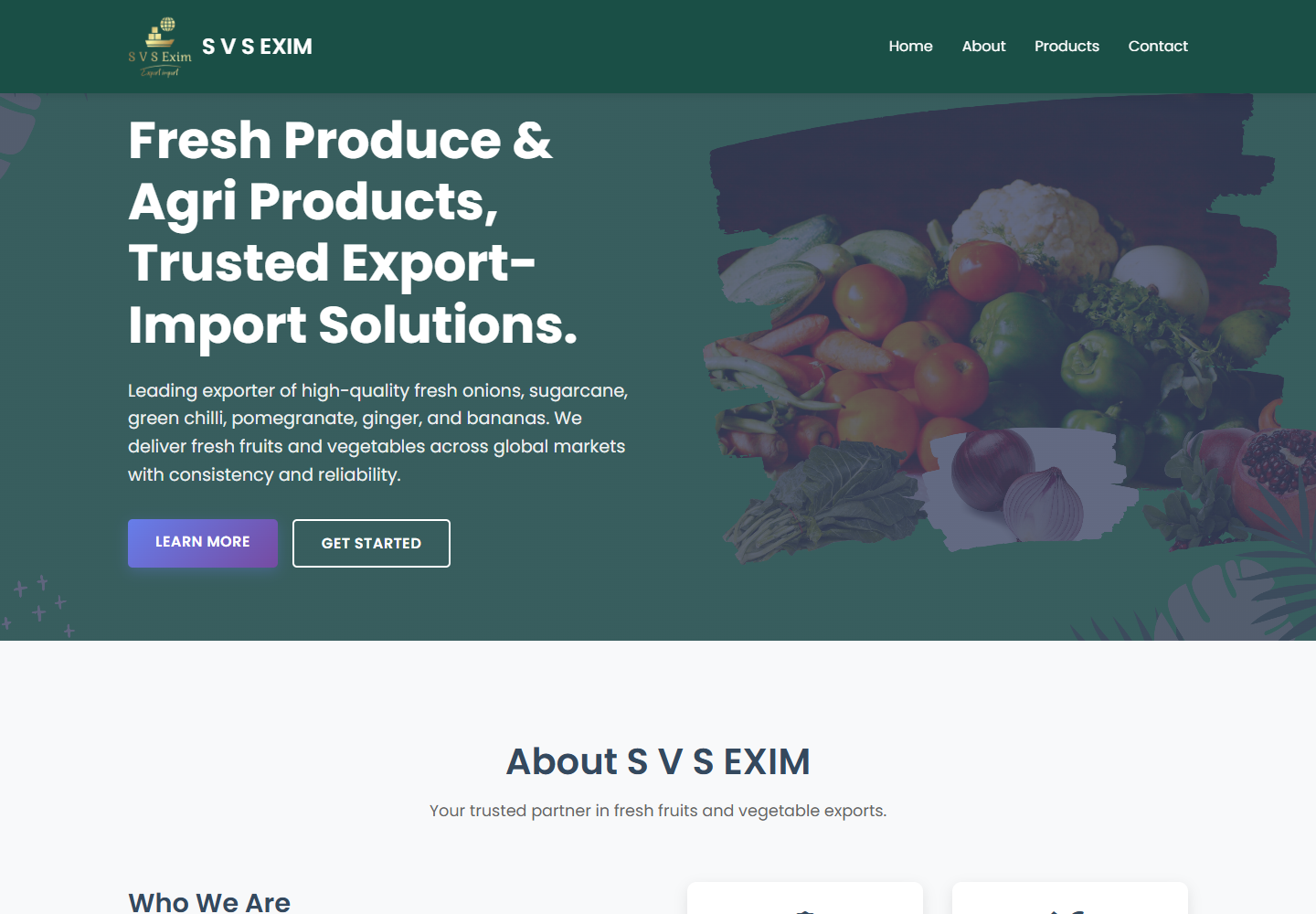 SVS Exim homepage screenshot